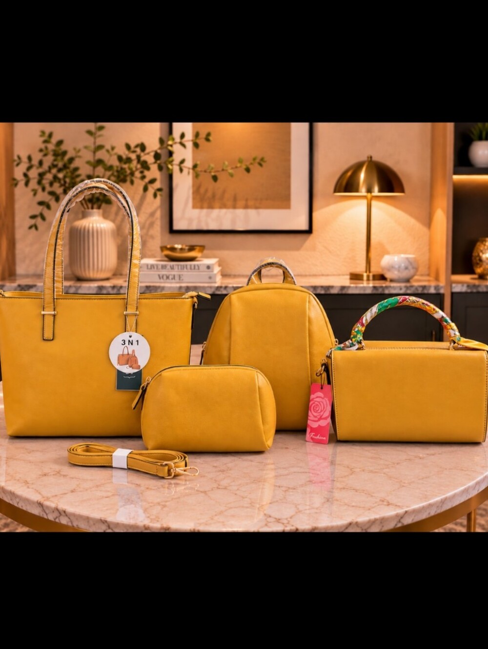 BRAND NEW - FABULOUS MUSTARD BUNDLE with TOTE, SATCHEL, BACKPACK & POUCH